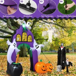 280 cm Hoher Aufblasbarer Halloween-Torbogen Aufblasbares Gruseltor mit Spinne