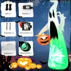 172 cm Hoher Aufblasbarer Halloween-Geist Weißer Geist mit Kürbis für Hof