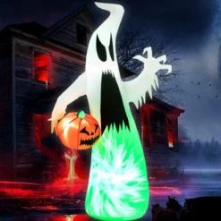 172 cm Hoher Aufblasbarer Halloween-Geist Weißer Geist mit Kürbis für Hof