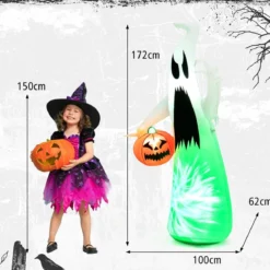 172 cm Hoher Aufblasbarer Halloween-Geist Weißer Geist mit Kürbis für Hof