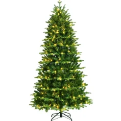 180 cm hoher beleuchteter künstlicher Weihnachtsbaum mit LED-Lichter klappbarer Tannenbaum Grün