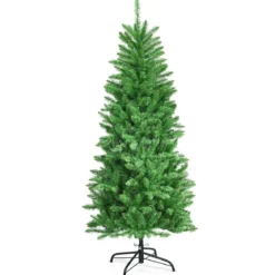 150 cm hoher beleuchteter künstlicher Bleistift-Weihnachtsbaum mit warmweißen Leuchte Grün