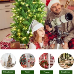 150 cm hoher beleuchteter künstlicher Bleistift-Weihnachtsbaum mit warmweißen Leuchte Grün