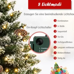 64 cm hoher beleuchteter Mini-Weihnachtsbaum Kleiner Künstlicher Schneebeflockter Christbaum Grün