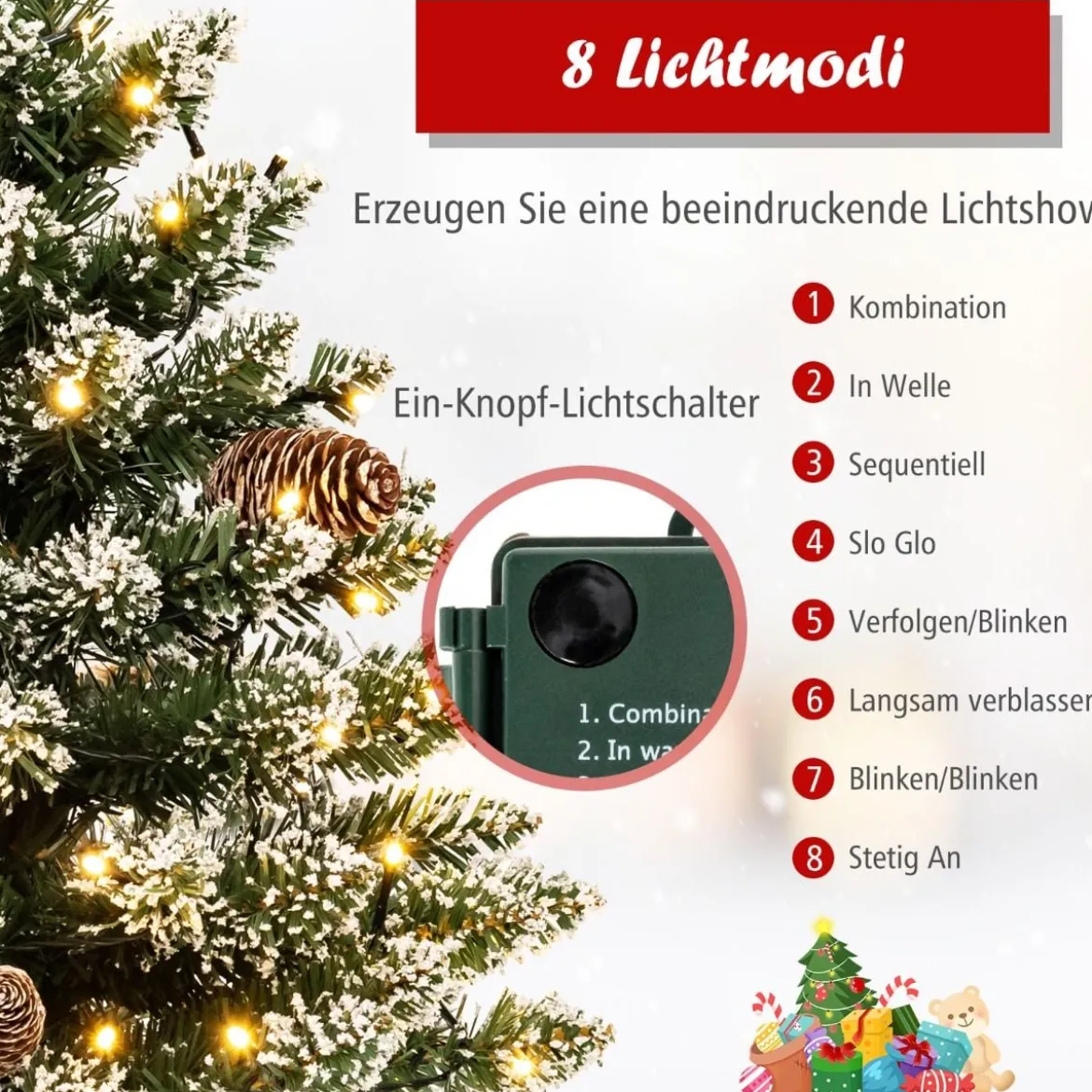 64 cm hoher beleuchteter Mini-Weihnachtsbaum Kleiner Künstlicher Schneebeflockter Christbaum Grün