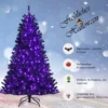 180 cm hoher beleuchteter schwarzer Weihnachtsbaum mit 250 lila LED-Lichtern für Feiertage