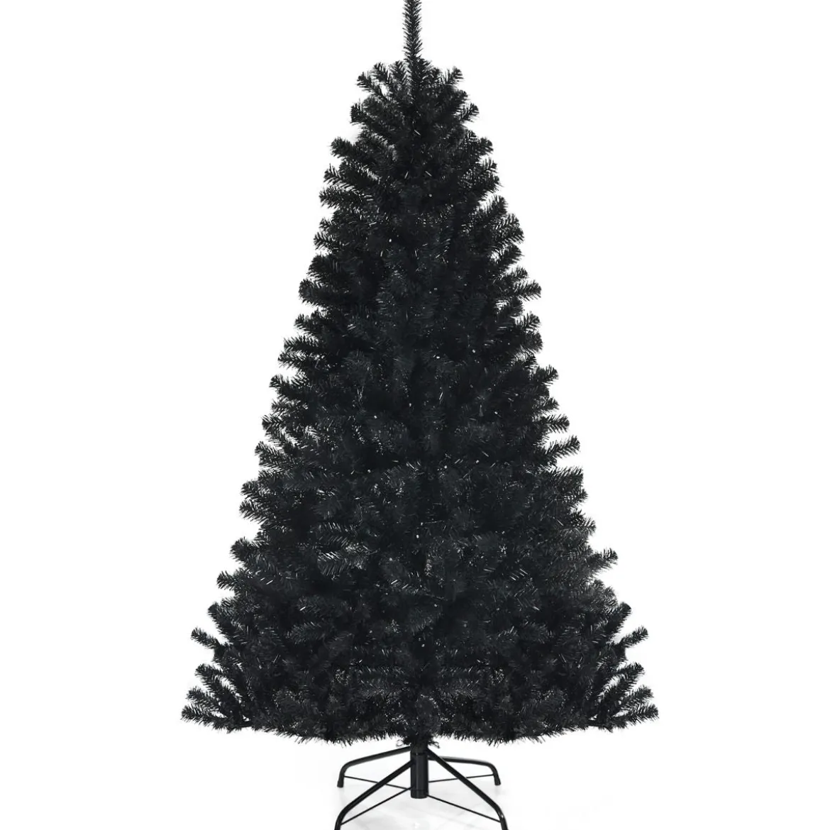 180 cm hoher beleuchteter schwarzer Weihnachtsbaum mit 250 lila LED-Lichtern für Feiertage