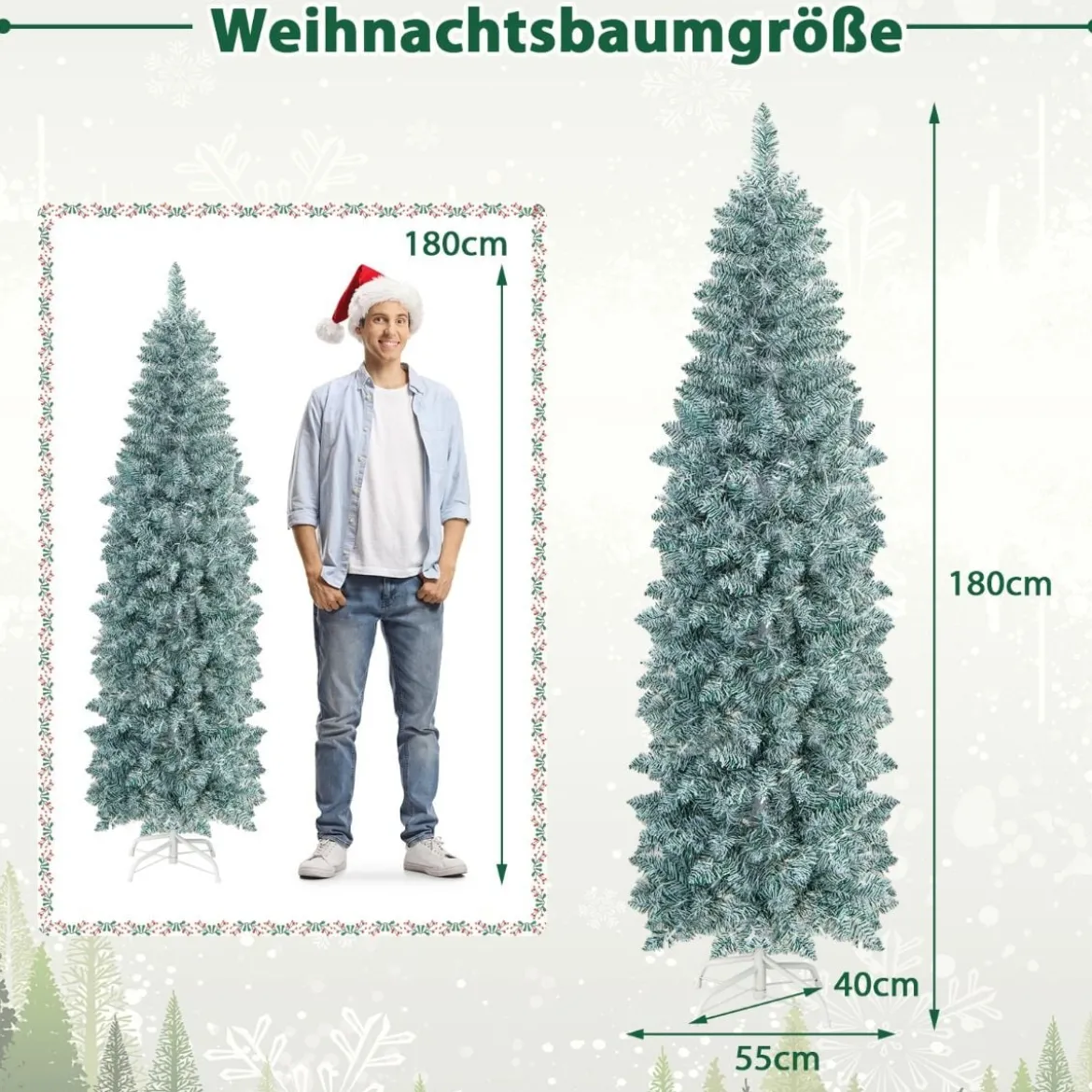 180 cm hoher Beleuchteter Weihnachtsbaum Aufklappbarer Festtagsbaum Grün
