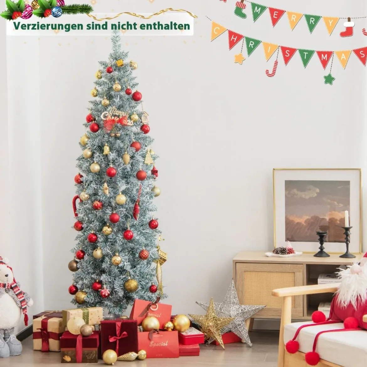 180 cm hoher Beleuchteter Weihnachtsbaum Aufklappbarer Festtagsbaum Grün