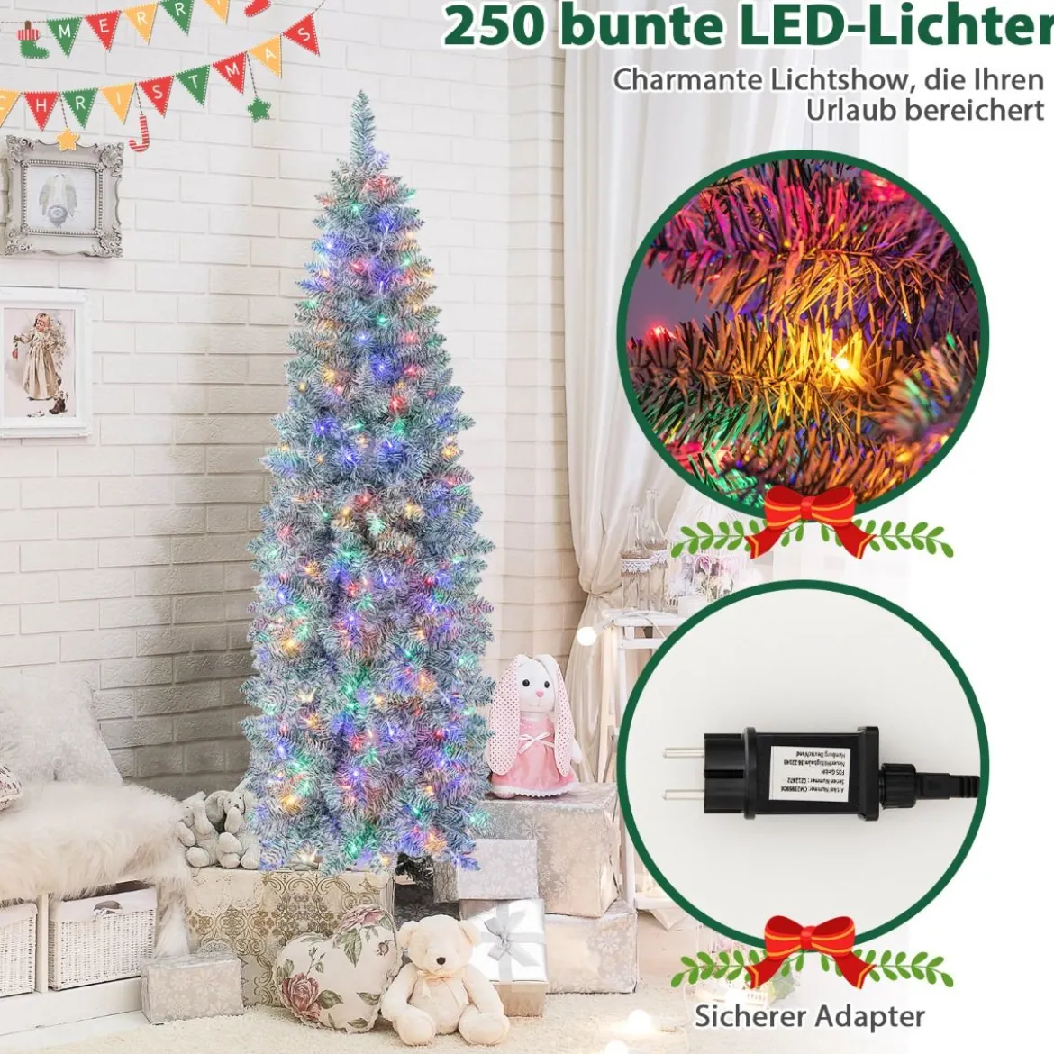 180 cm hoher Beleuchteter Weihnachtsbaum Aufklappbarer Festtagsbaum Grün