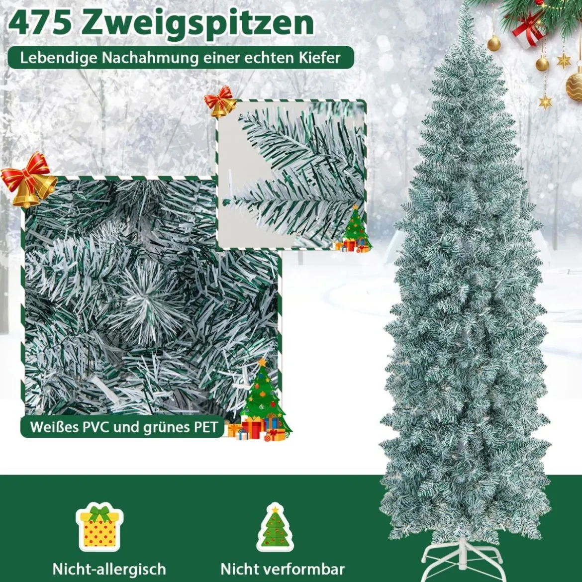 180 cm hoher Beleuchteter Weihnachtsbaum Aufklappbarer Festtagsbaum Grün