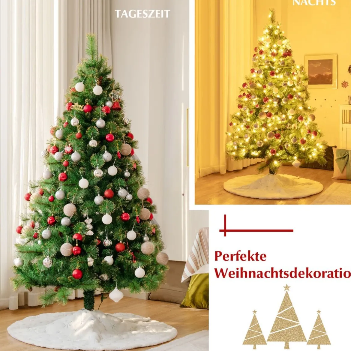 180 cm hoher beleuchteter Weihnachtsbaum Weihnachtsbaum mit 350 LED-Lichtern Grün