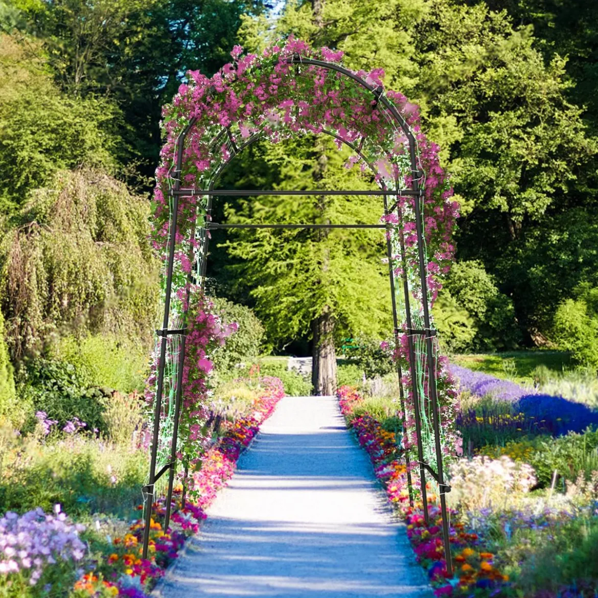 230 cm Hoher Gartenbogen für Kletterpflanzen mit PE-beschichteter Metallstruktur Rankhilfe