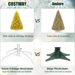 180 cm hoher goldener Weihnachtsbaum künstlicher Lametta-Weihnachtsbaum Champagnerfarben