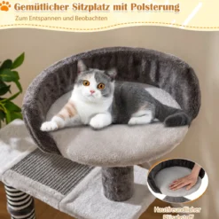 93 cm hoher Katzenbaum 5-stufige Kletterturm mit Sisal- & Jute-Kratzpfosten & -Matten Katzentreppe Grau