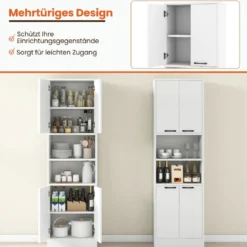 190 cm Hoher Küchenschrank mit Türen & Regalen Sideboard Hochschrank 56 x 30 x 190 cm