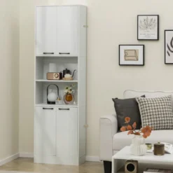 190 cm Hoher Küchenschrank mit Türen & Regalen Sideboard Hochschrank 56 x 30 x 190 cm