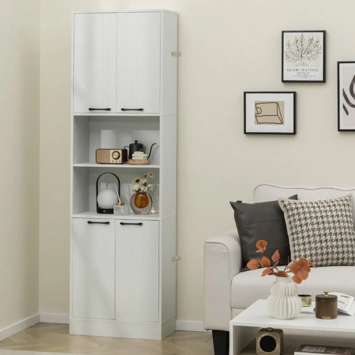 190 cm Hoher Küchenschrank mit Türen & Regalen Sideboard Hochschrank 56 x 30 x 190 cm