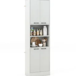 190 cm Hoher Küchenschrank mit Türen & Regalen Sideboard Hochschrank 56 x 30 x 190 cm