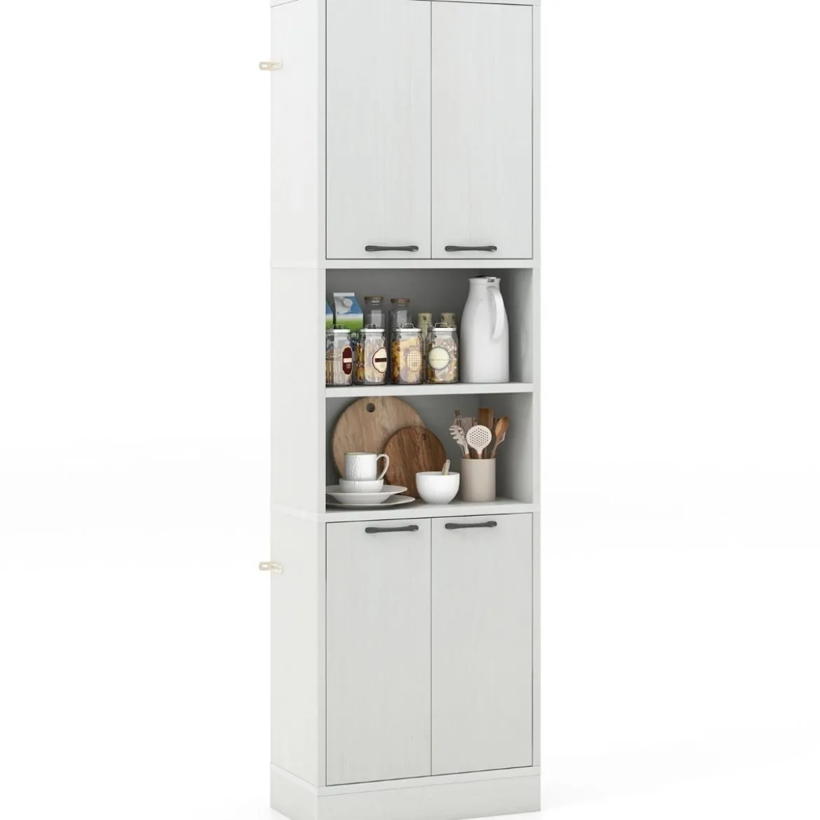 190 cm Hoher Küchenschrank mit Türen & Regalen Sideboard Hochschrank 56 x 30 x 190 cm
