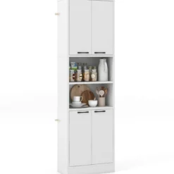 190 cm Hoher Küchenschrank mit Türen & Regalen Sideboard Hochschrank 56 x 30 x 190 cm