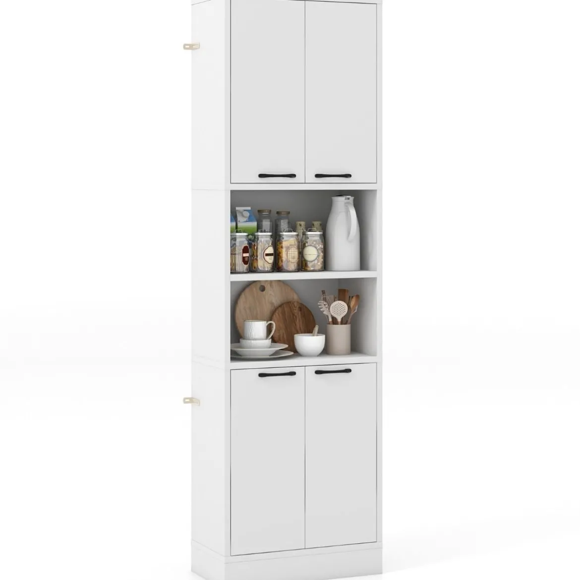 190 cm Hoher Küchenschrank mit Türen & Regalen Sideboard Hochschrank 56 x 30 x 190 cm