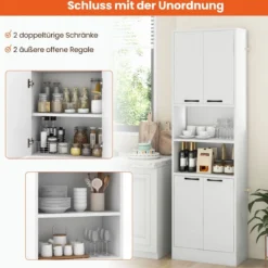 190 cm Hoher Küchenschrank mit Türen & Regalen Sideboard Hochschrank 56 x 30 x 190 cm