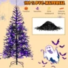 183 cm hoher künstlicher Halloween-Baum Feiertagsbaum mit LED-Leuchten und Schmuck Schwarz