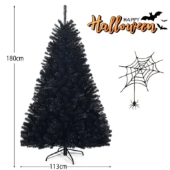 180 cm hoher künstlicher klappbarer Halloween-Weihnachtsbaum PVC Spitzen Schwarz