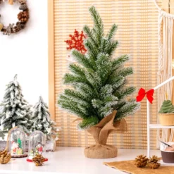 50 cm hoher künstlicher Mini-Weihnachtsbaum Kleiner Weihnachtsbaum für Tisch Grün + Weiß