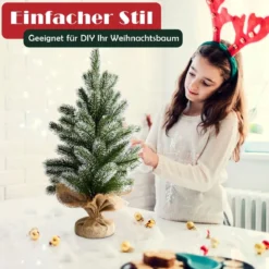 50 cm hoher künstlicher Mini-Weihnachtsbaum Kleiner Weihnachtsbaum für Tisch Grün + Weiß