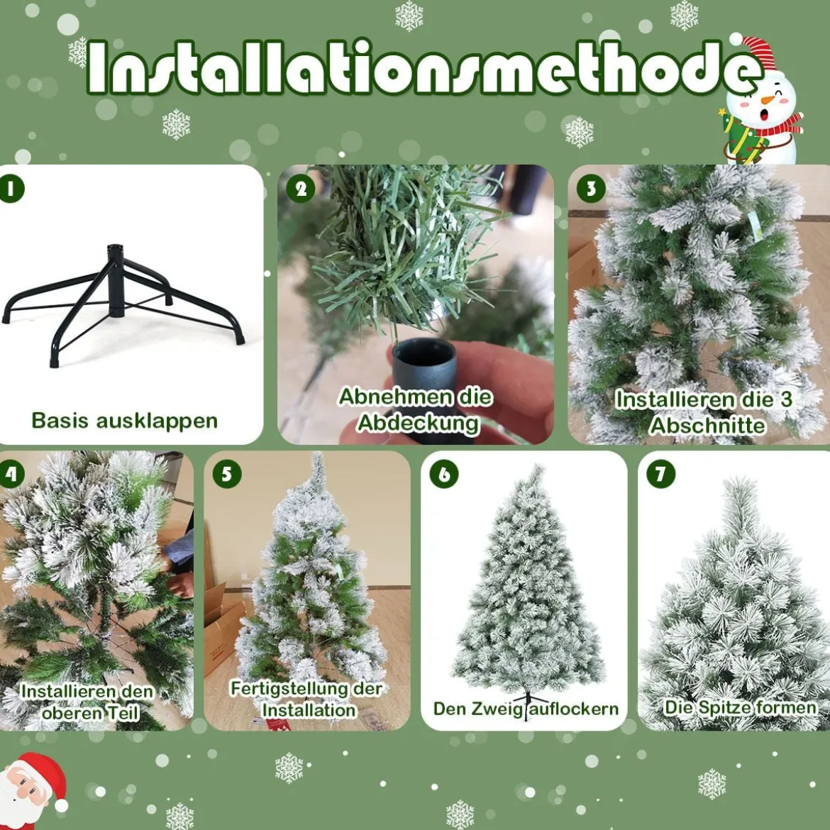 180 cm hoher künstlicher Tannenbaum mit Schnee verschneite Tannennadeln Künstlicher Weihnachtsbaum