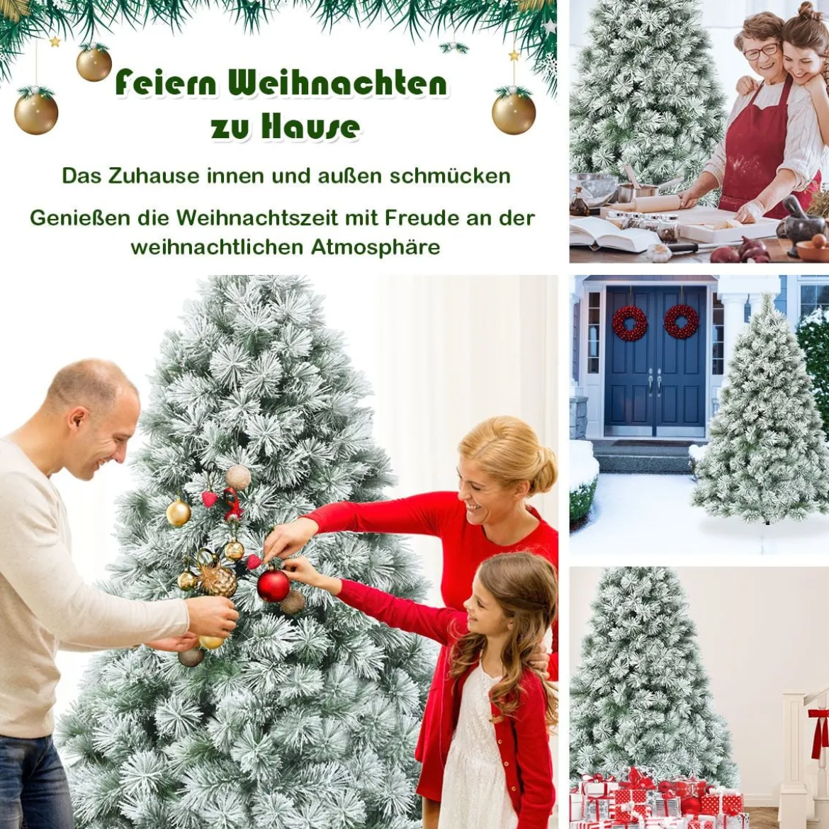 180 cm hoher künstlicher Tannenbaum mit Schnee verschneite Tannennadeln Künstlicher Weihnachtsbaum