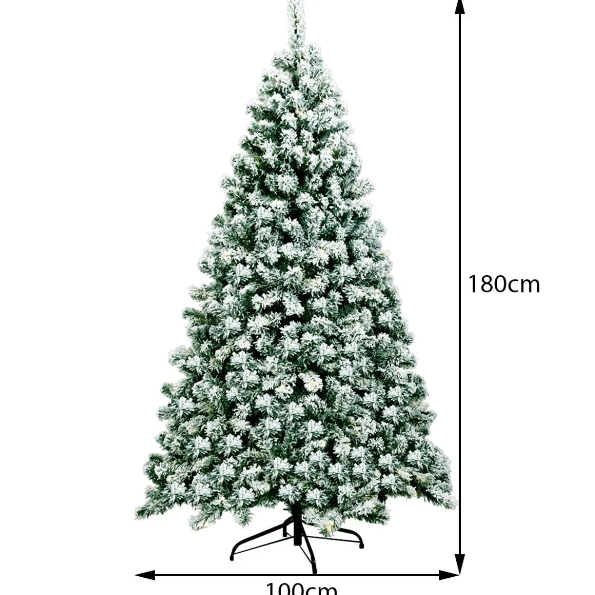 180 cm hoher künstlicher Weihnachtsbaum mit warmen LED-Leuchten Weihnachtsbaum Grün + Weiß