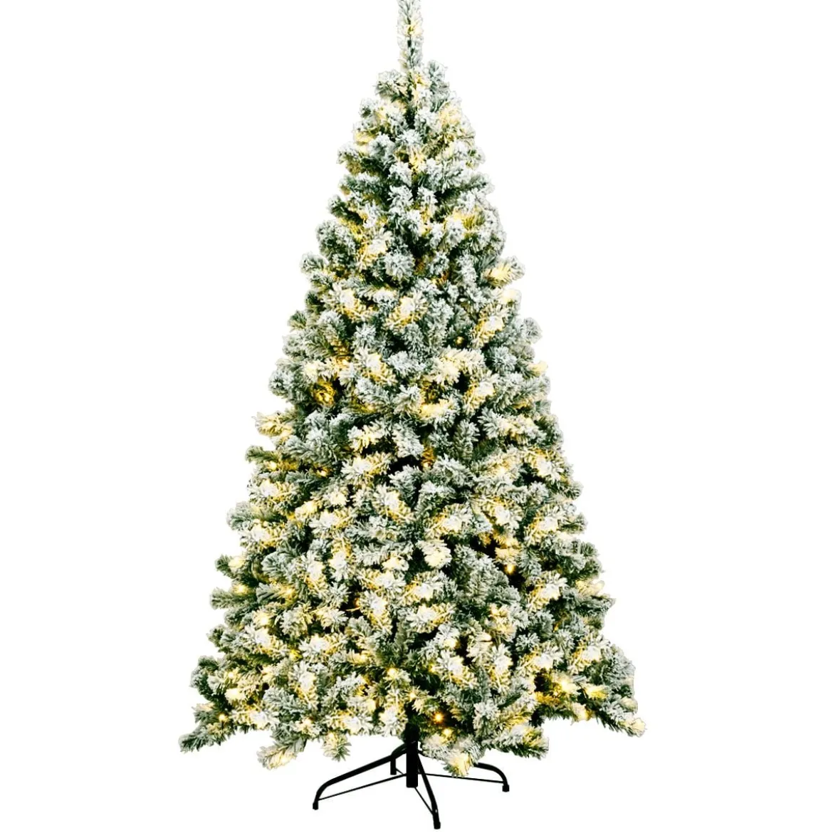 180 cm hoher künstlicher Weihnachtsbaum mit warmen LED-Leuchten Weihnachtsbaum Grün + Weiß