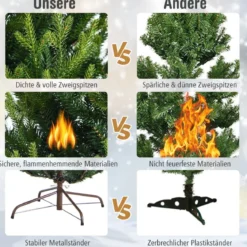 180 cm hoher künstlicher Weihnachtsbaum Tannenbaum Kunstbaum mit klappbarer Metallständer