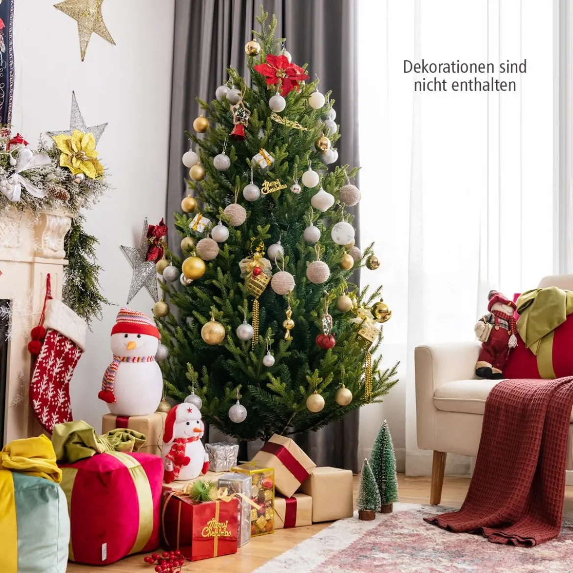 180 cm hoher künstlicher Weihnachtsbaum Tannenbaum Kunstbaum mit klappbarer Metallständer