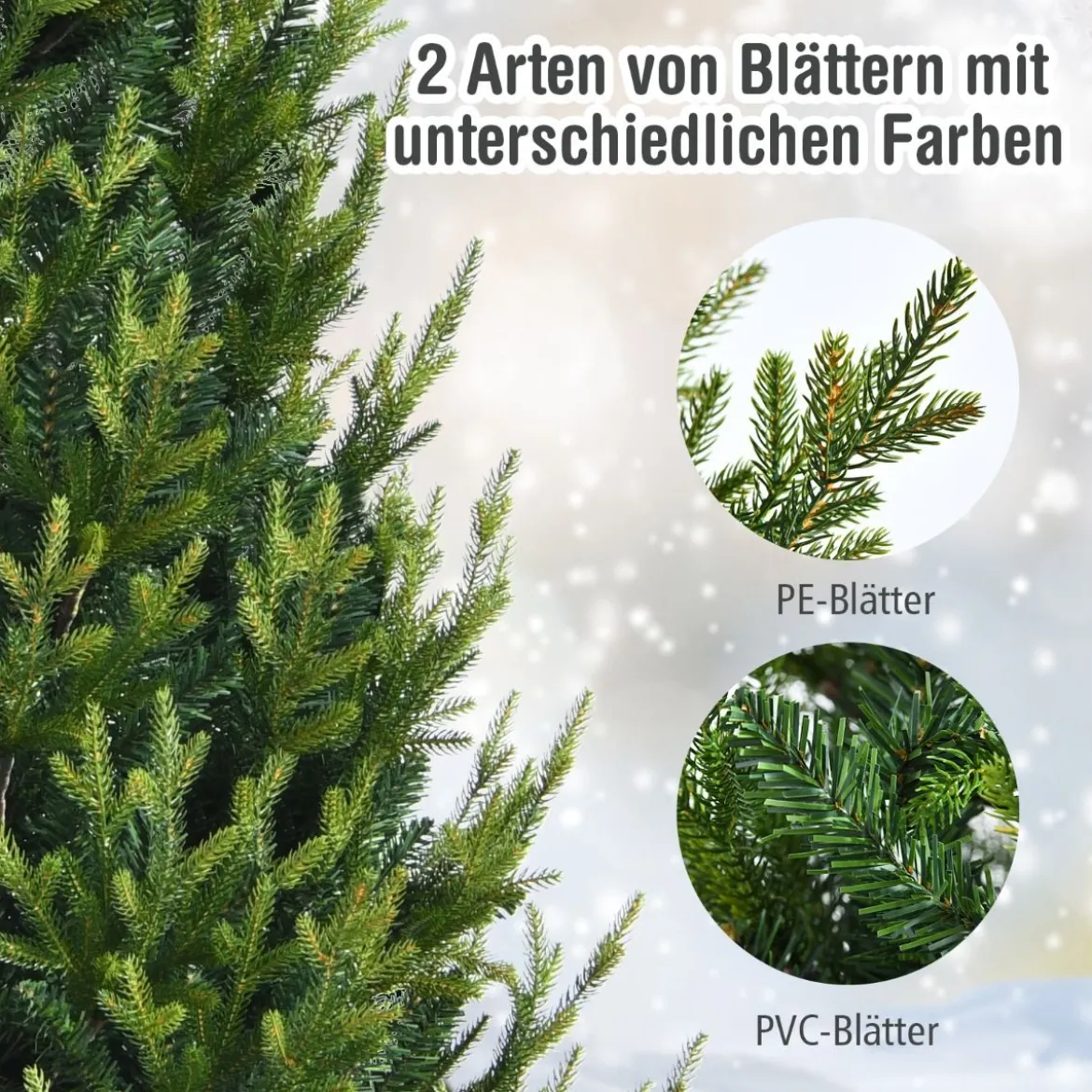 180 cm hoher künstlicher Weihnachtsbaum Tannenbaum Kunstbaum mit klappbarer Metallständer
