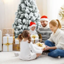 80 cm hoher künstlicher Weihnachtsbaum mit schneebedeckten Zweigen & klappbarem Metallständer