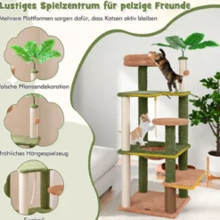 152 cm hoher Kratzbaum für Hauskatzen mehrstöckiger Katzenturm mit Sisalpfosten