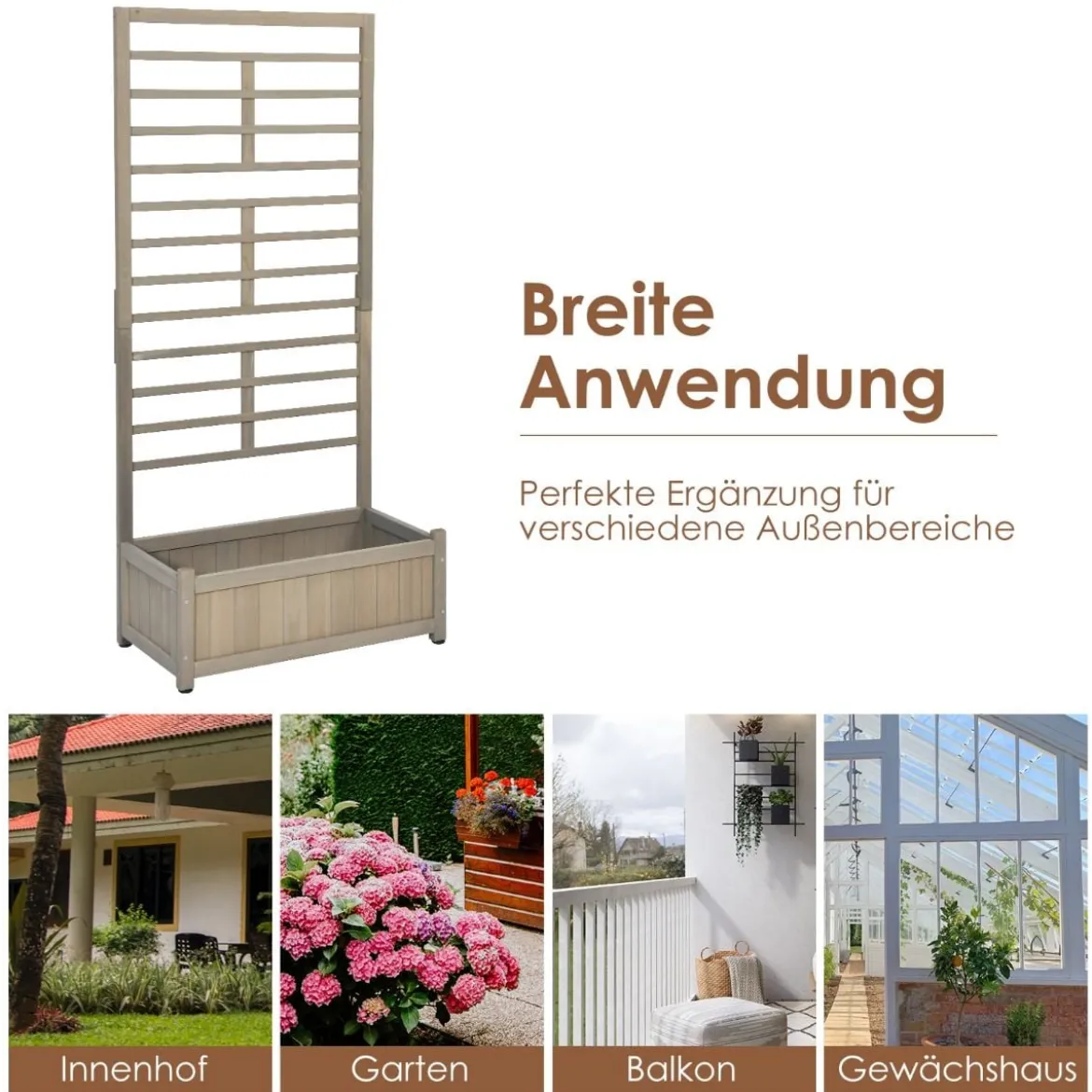 171cm hoher Pflanzkasten mit Spalier erhöhtes Gartenbeet Blumenhalter für den Garten Hof Balkon
