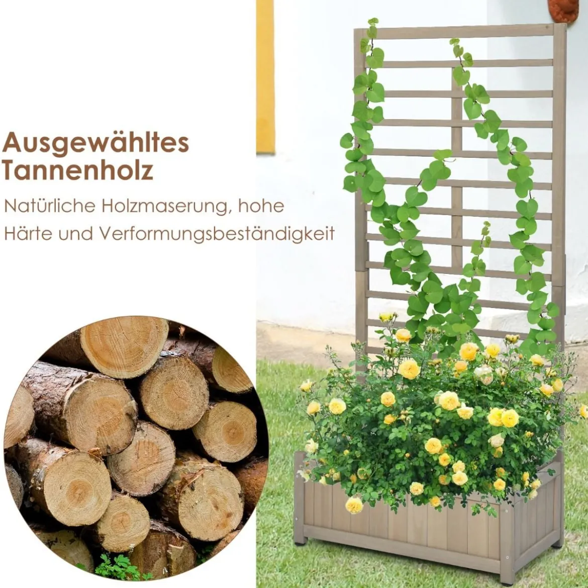 171cm hoher Pflanzkasten mit Spalier erhöhtes Gartenbeet Blumenhalter für den Garten Hof Balkon