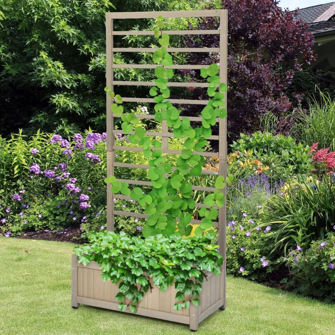 171cm hoher Pflanzkasten mit Spalier erhöhtes Gartenbeet Blumenhalter für den Garten Hof Balkon