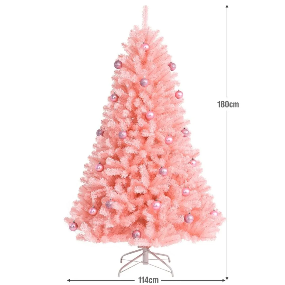 180 cm hoher rosa künstlicher Weihnachtsbaum mit rosa Ornamenten Tannenbaum Festtagsdekoration