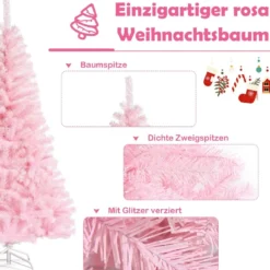 150 cm hoher rosa Weihnachtsbaum voller künstlicher Weihnachtsbaum mit buntem Glitzer