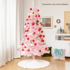180 cm hoher schillernder künstlicher Weihnachtsbaum farbiges Pulver Christbaum Rosa