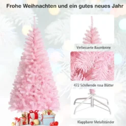 180 cm hoher schillernder künstlicher Weihnachtsbaum farbiges Pulver Christbaum Rosa