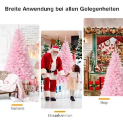180 cm hoher schillernder künstlicher Weihnachtsbaum farbiges Pulver Christbaum Rosa
