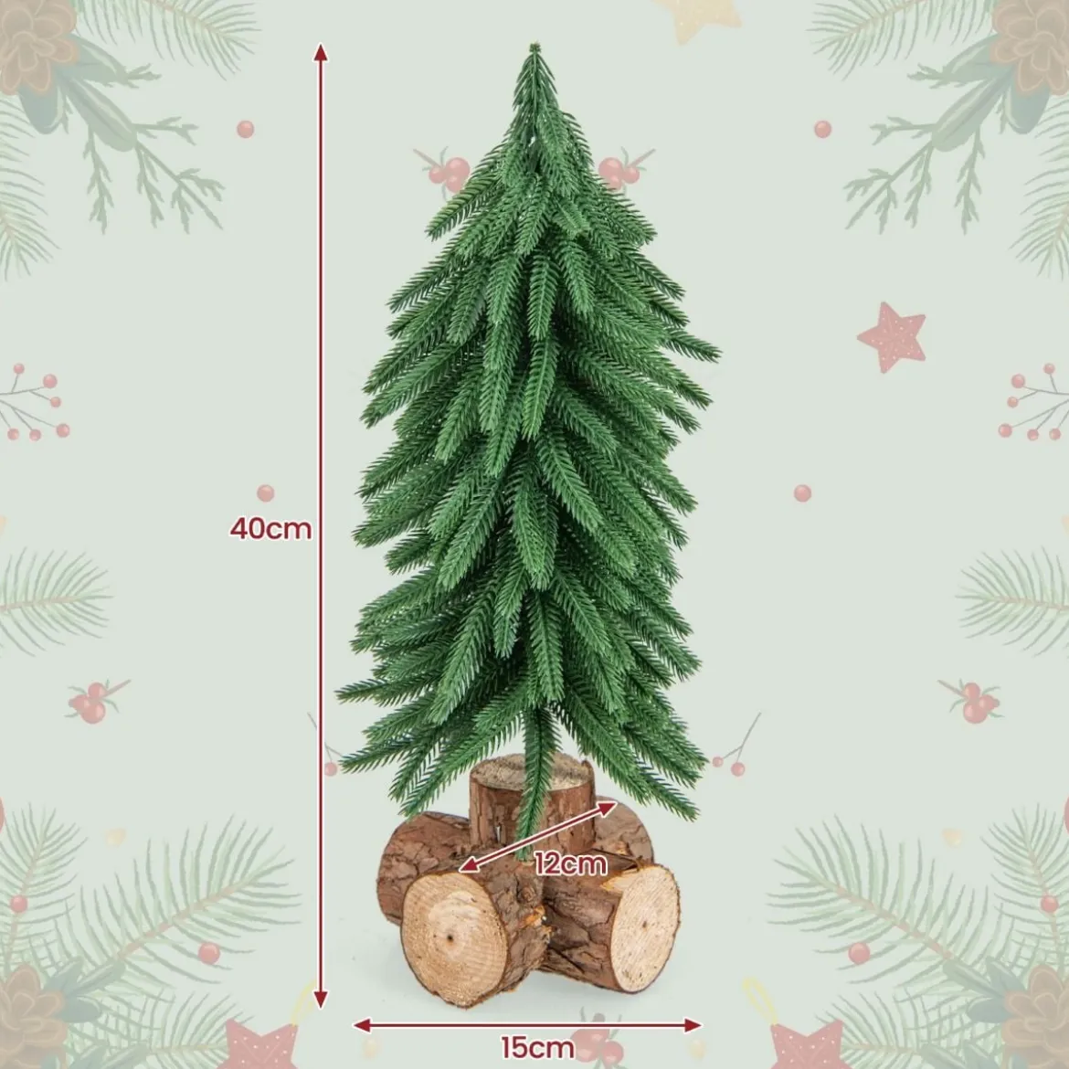 40 cm Hoher Tisch-Weihnachtsbaum Künstlicher Christbaum mit 200 Zweigspitzen
