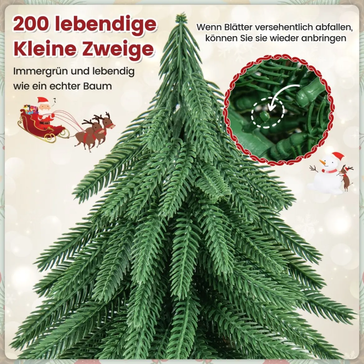 40 cm Hoher Tisch-Weihnachtsbaum Künstlicher Christbaum mit 200 Zweigspitzen